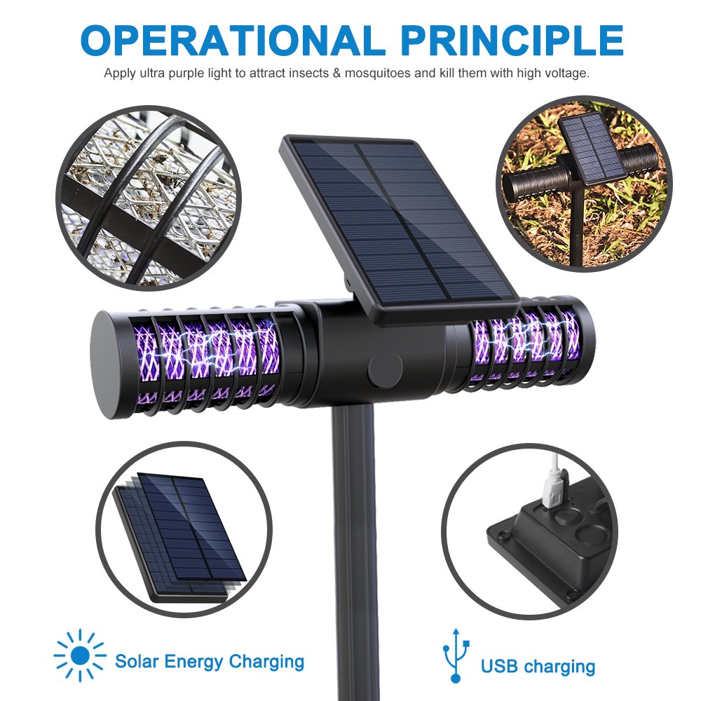 Solar Panel Mosquito Killer Bug Zapper