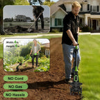 2-in-1 Cordless Tiller Cultivator with Extension Rod
