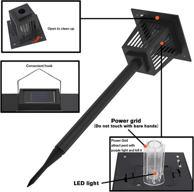 2 Pcs Smart Cordless Solar Dual-Mode Garden Zapper