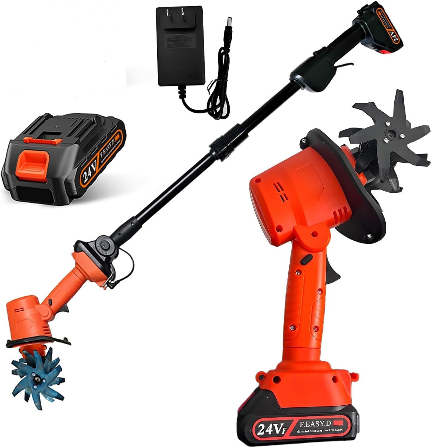 2-in-1 Cordless Tiller Cultivator with Extension Rod