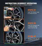 Cordless Tire Inflator Portable Air Compressor - 150PSI Air Pump