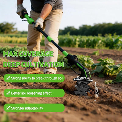 2-in-1 Cordless Tiller Cultivator with Extension Rod