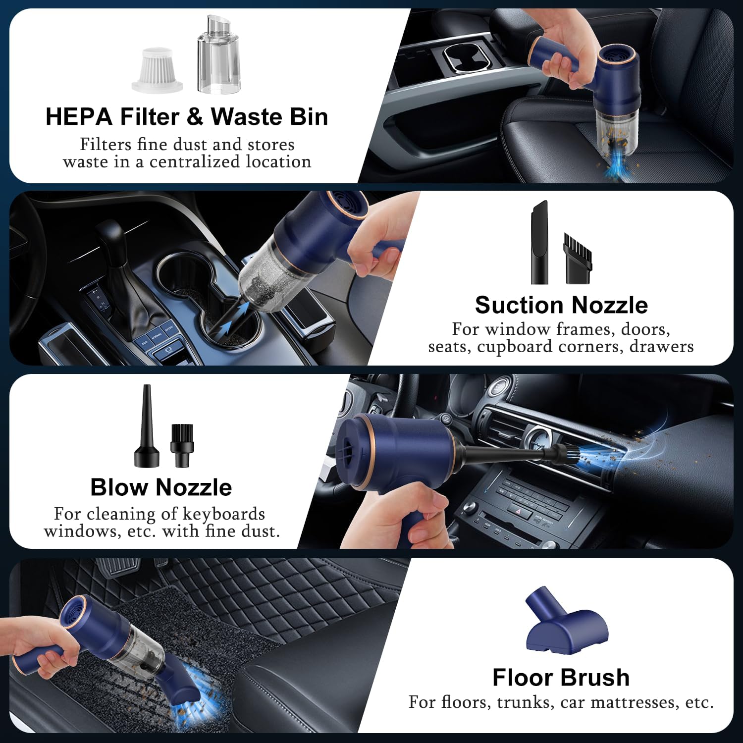 8000Pa Handheld Car Vacuum Cleaner and Air Duster