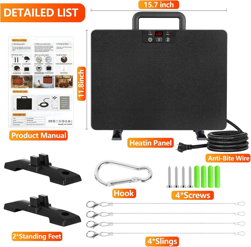Smart Chicken Coop Heater 160W Pet Warmer