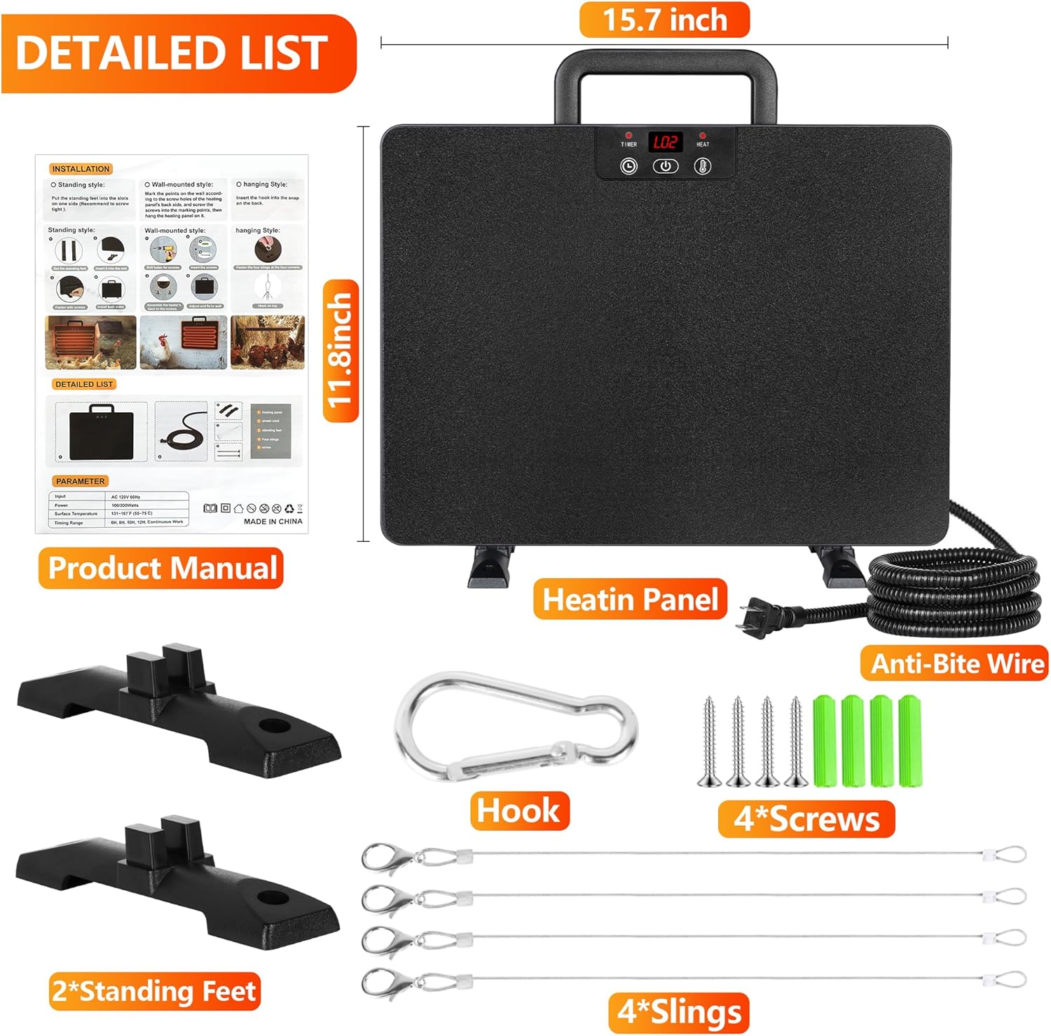 Smart Chicken Coop Heater 160W Pet Warmer