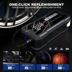 AxiaTool 4 in 1 portable jump starter with air pump, featuring a compact design and multiple function buttons.