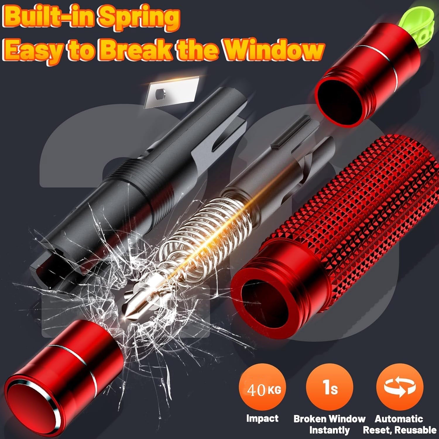 AxiaTool 2025 upgraded safety hammer emergency escape tool with a sturdy grip and sharp blade for vehicle emergencies.