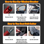 AxiaTool 2025 upgraded safety hammer emergency escape tool with a sturdy handle and sharp blade for quick vehicle exits.