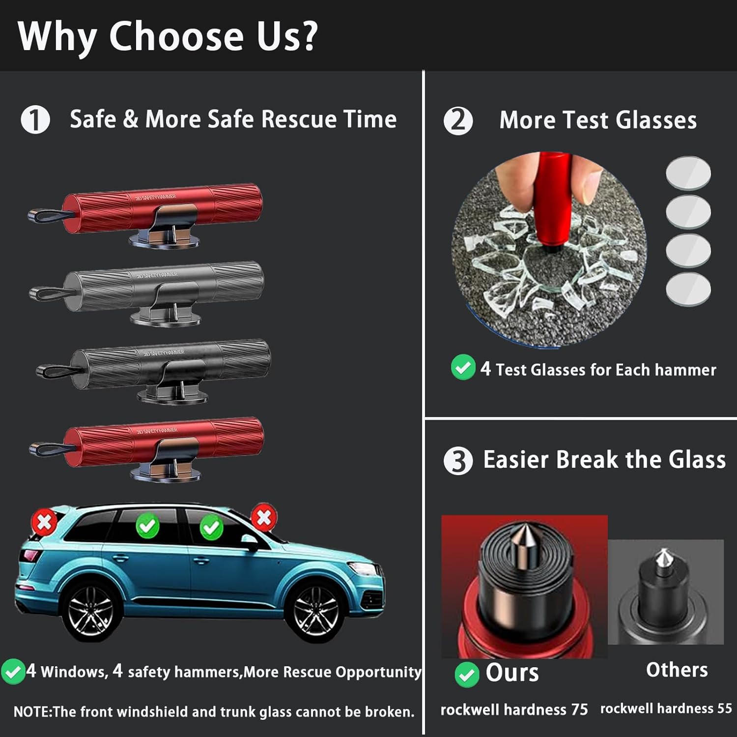 AxiaTool 2025 upgraded safety hammer emergency escape tool with a durable grip and sharp blade for quick window breaking.