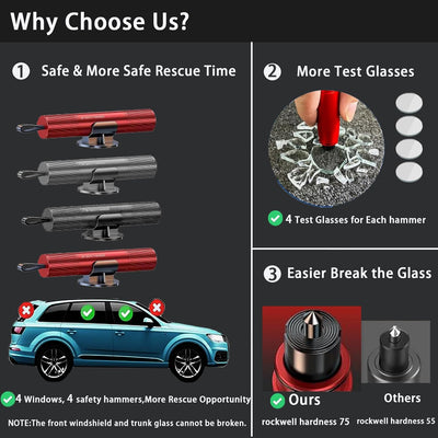 AxiaTool 2025 upgraded safety hammer emergency escape tool with a durable grip and sharp blade for quick window breaking.