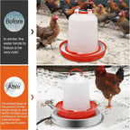 Heated base for poultry chicken drinker by AxiaTool, designed for winter use in garden settings.
