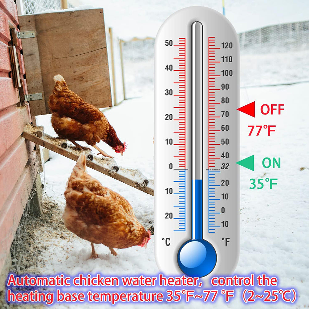 Heated base for poultry chicken drinker by AxiaTool, designed for winter use in garden settings.