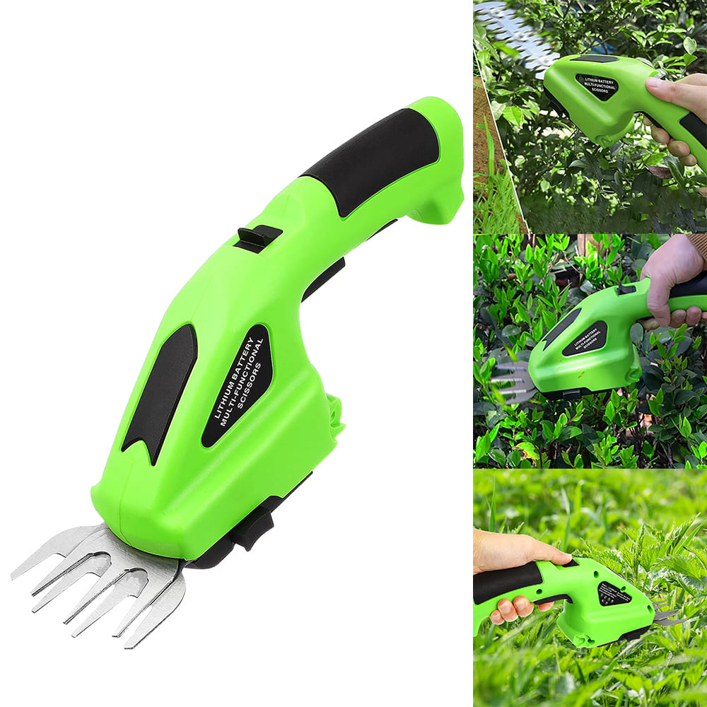 AxiaTool 2-in-1 handheld grass shear and hedge trimmer with saw, featuring ergonomic design and sharp blades for gardening tasks.