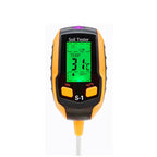 AxiaTool 6 in 1 digital soil tester with battery, featuring display and probes for measuring moisture and pH levels.