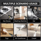 AxiaTool 2500W multi-head high-pressure steam cleaner with various attachments for versatile home cleaning.