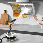 AxiaTool 2500W multi-head high-pressure steam cleaner with various attachments on a clean surface.