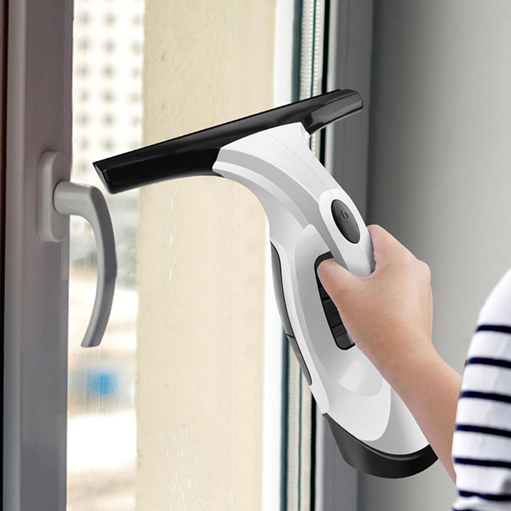 AxiaTool electric cordless window vacuum cleaner with a sleek design and ergonomic handle for easy use on glass surfaces.