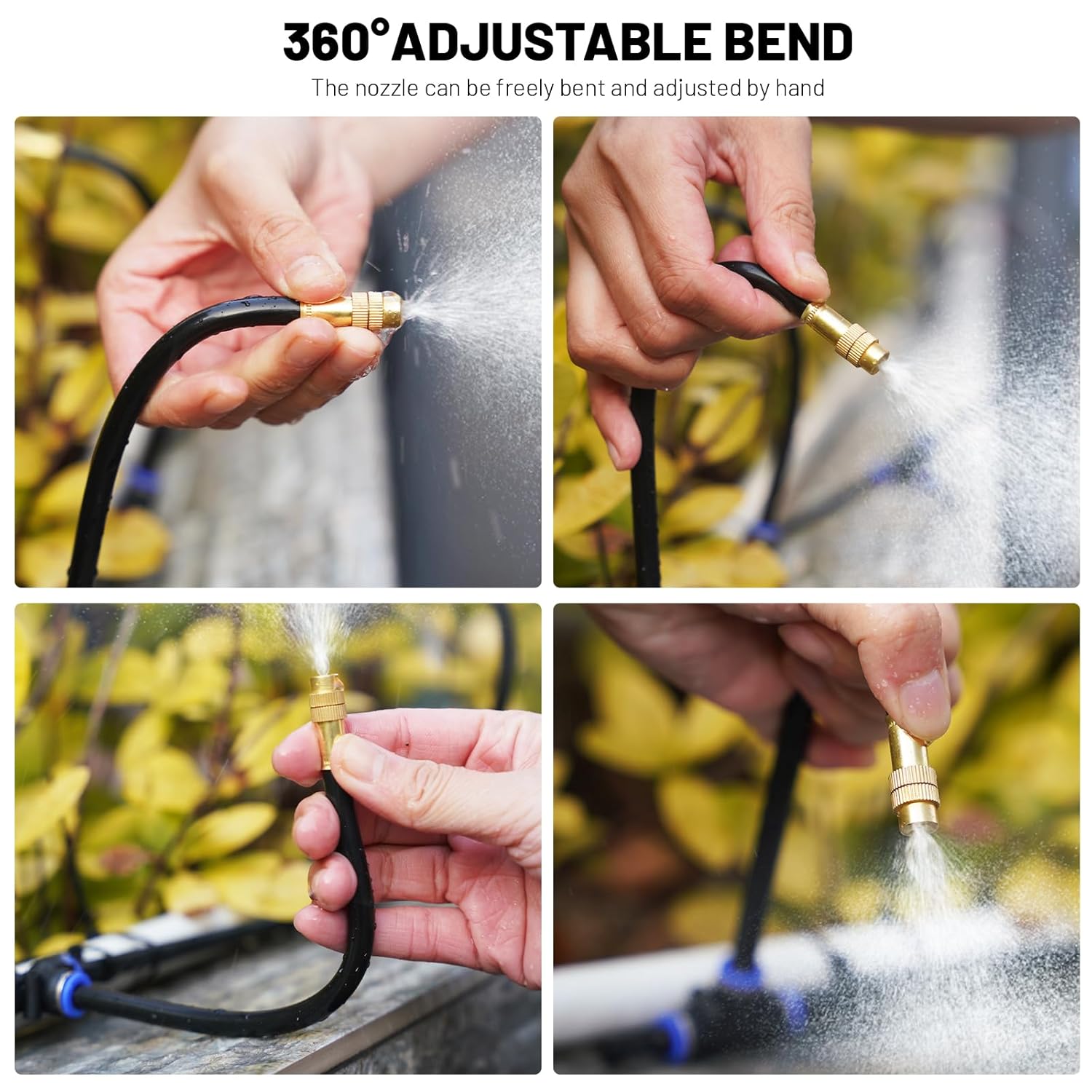 AxiaTool 360° Adjustable Drip Irrigation System set with 15M hose for efficient garden watering.