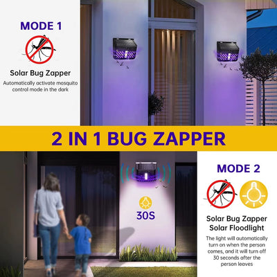 AxiaTool 2 pack wall mounted solar power bug zapper with sleek design and insect-catching features in outdoor setting.