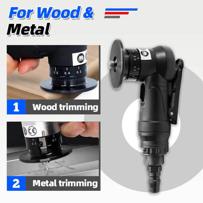 Handheld AxiaTool 2 in 1 mini pneumatic chamfering tool with ergonomic grip and precision cutting edge.