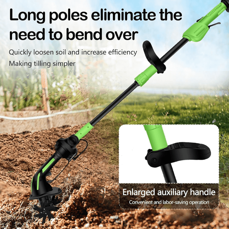2-in-1 Cordless Tiller Cultivator with Extension Rod