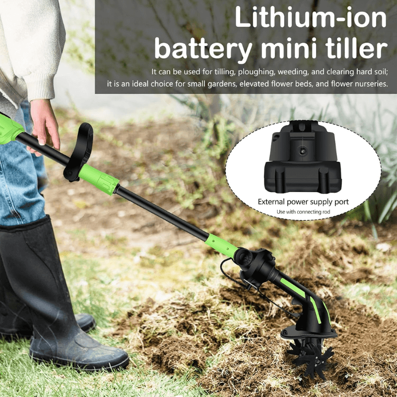 2-in-1 Cordless Tiller Cultivator with Extension Rod
