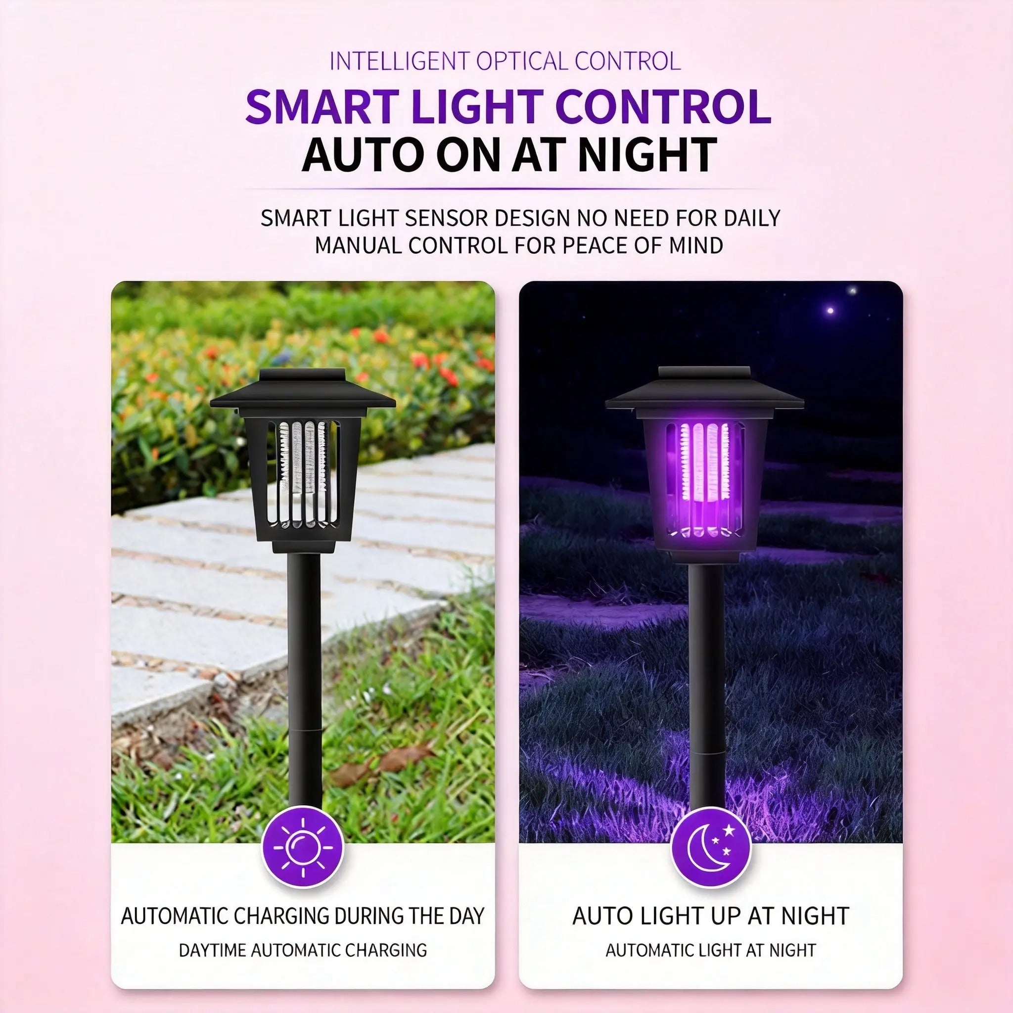 2 Pcs Smart Cordless Solar Dual-Mode Garden Zapper